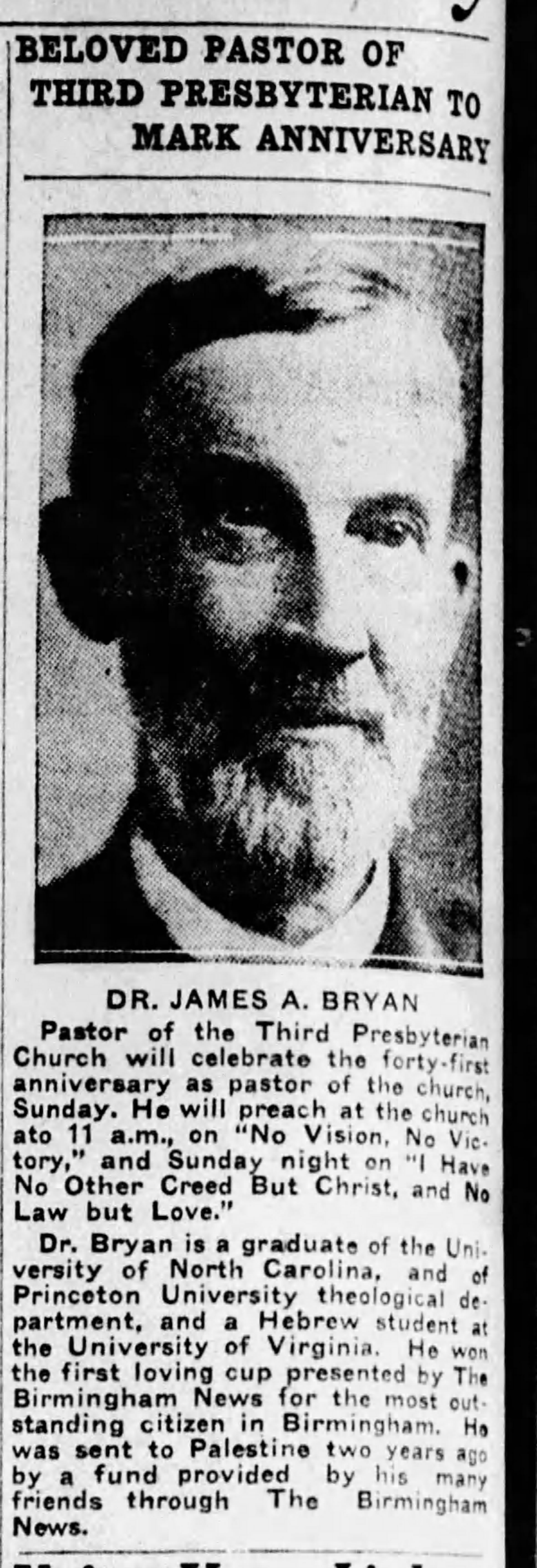 Beloved Pastor of Third Presbyterian To Mark Anniversary